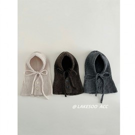 Kids' Winter Knit Balaclava Neck Warmer Beanie Hat lf2937 - Free Size 50-54cm Khaki 3ea