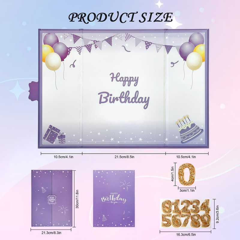 Purple Birthday Decoration Guest Book, 18x12 Inch Signing Board