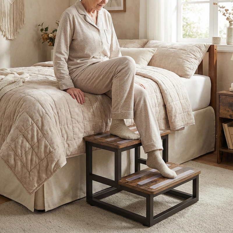 VonDream 2 Tier Step Stools for Adults with Non-Slip Stickers,