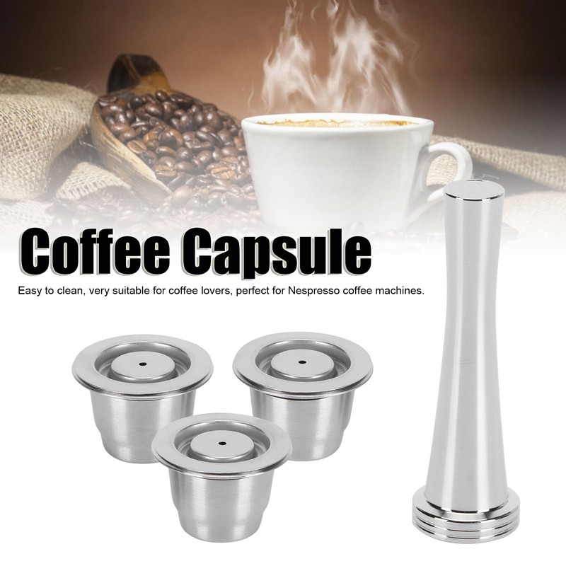 Coffee Capsule Set Stainless Steel Reusable Refillable Capsule Fit for