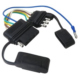 YTXXDEUS 4-Way to 5-Way Flat Boat Trailer Wiring Adapter Suitable for Boat Trailer W/Surge Brakes, 4 Pin to 5 Pin Flat Wire Harness, 4-Flat to 5-Flat Trailer Connector Wire Kit