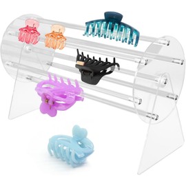 Organizador de pinzas para el cabello, giratorio de 360°, soporte para accesorios para el cabello, soporte de exhibición transparente para mujeres y niñas, fácil de montar, mantiene