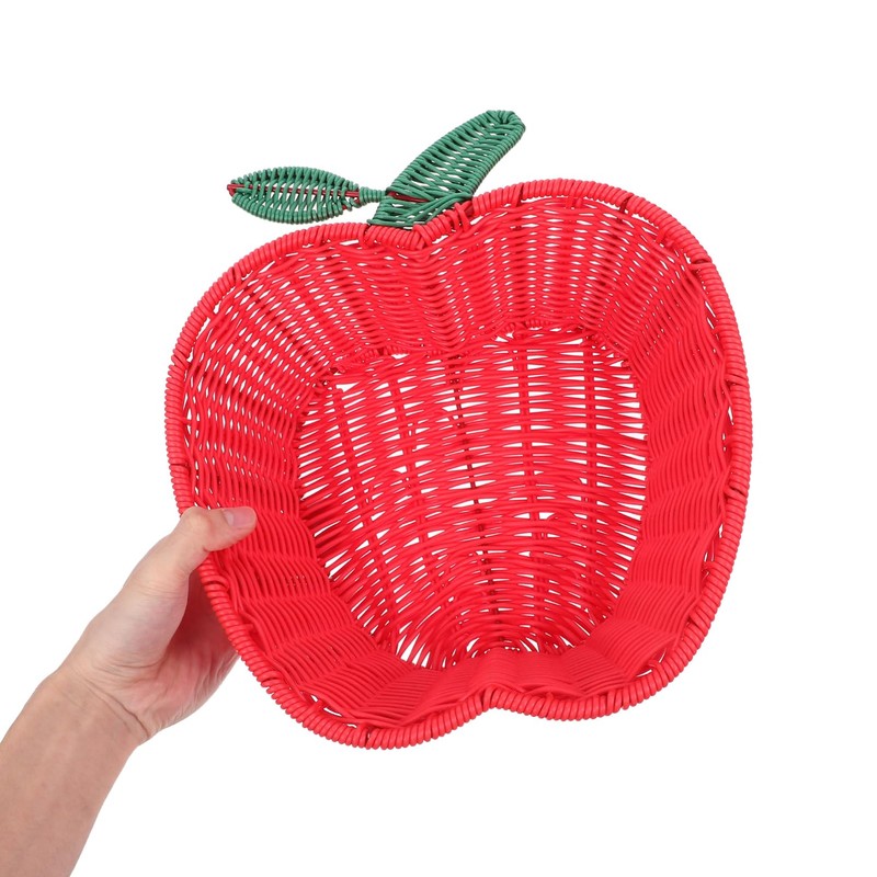 Alipis Apple Basket, 11 Inch Hand-Woven Plastic Apple Shape Fruit