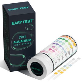 EASYTEST 7 in 1 Aquarium Test Strips, 150 Strip Pack Aquarium Water Test Kit for Freshwater, Fish Tank, Fish Pond,Accurate Testing Total Hardness,Carbonate Nitrate, Nitrite, Cl2, pH，Alkalinity