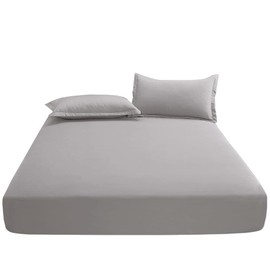 Fitted Sheet Family, 94.5 x 78.7 x 11.8 inches (240 x 200 x 30 cm), Gray Sheets, Sold Separately, Washable, Absorbent and Quick Drying, Suitable for Mattresses with a Thickness of 2 - 10.6 inches (5 -