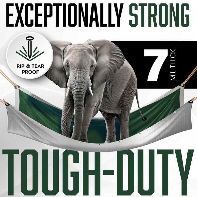 10x10 Heavy Duty Waterproof Tarp, 7 Mil Thick, High Durability,