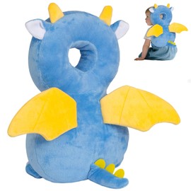 Mochila Protectora de Cabeza de Bebé, Protector de Cabeza para Bebe, Cojín de Mochila para Bebé de Cabeza, Almohadillas de Seguridad Arnes para Bebe Aprender Caminar y Gatear, Azul Dinosaurio
