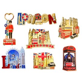 7-Piece Set of London Icons Metal Fridge Magnets - UK Landmarks Collection