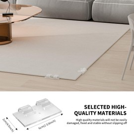 Carpet Grippers Non Slip Rug Pads 16 Pcs Back Adhesive and Removable Double Clamp Elastic Acrylic Clips for Hardwood Floors and Tiles, Carpet Binding Clamps Strong Clamping (Transparent)