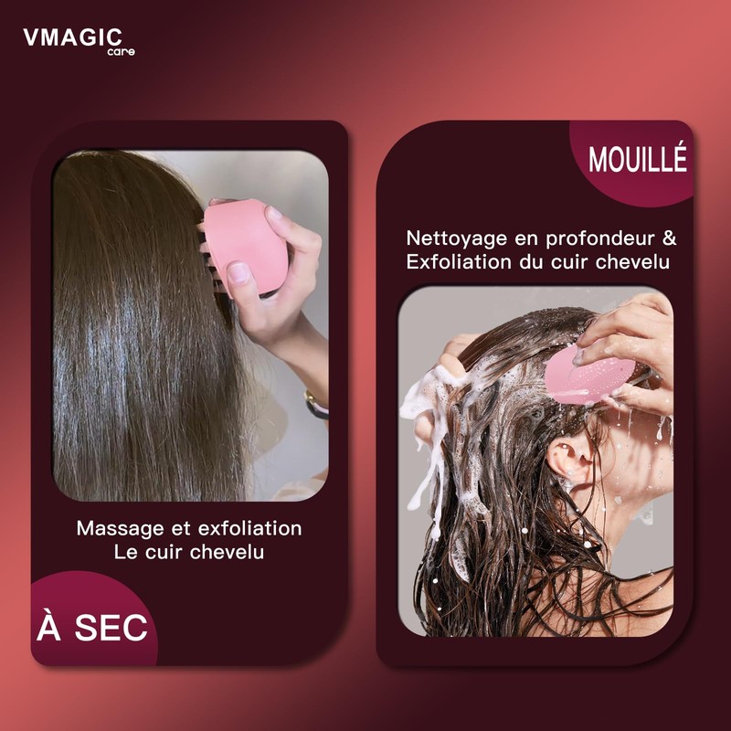 Massage Shampoo Bürste für Kopfhaut, mit weichen Silikonborsten, stimuliert das