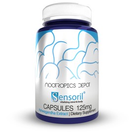 Nootropics Depot Sensoril Ashwagandha Capsules | 125mg | 180 Ct. | Ayurveda Supplement | Standardized Withania somnifera Extract | to Support Healthy Energy, Mental Cognition + Cardiovascular Health
