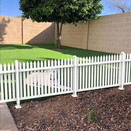 ECOOPTS 30" H x 84" W Vinyl Picket Fence Panels White Decorative Fence for Garden Patio Yard Pool Walkways (34 Pickets, Straight)