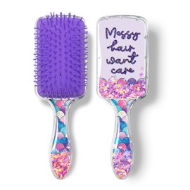 WIRESTER Rectangle Glitter Hair Brush For All Hair Types, Comb Hair Brush for Girls Women, Detangle Hairbrush Suitable for Wet and Dry Hair - Messy Hair Want Care Mermaid Pattern