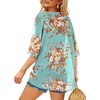 Ladies Chiffon Open Front Cardigan Printed Tops Solid Colour Kimono