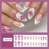24Pcs Press on Nails Medium Almond Fake Nails Flower False