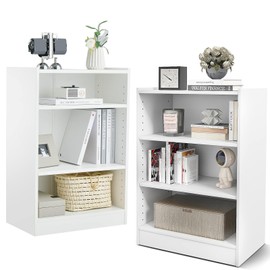 LOKO 3-Tier Open Bookcase Set of 2, Modern 3-Cube Bookshelf with 18-Position Adjustable Shelves & Anti-toppling Devices, Multipurpose Cubical Display Storage Organizer for Living Room Study (2, White)