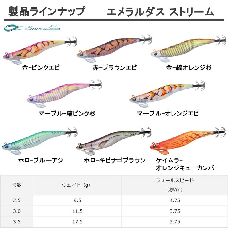 DAIWA Egi Emerald Stream No. 3.5 KM-Orange Cucumber Lure