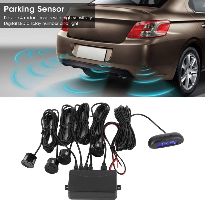 Auto LED Parking Sensor Backup Radar System Buzzing Alarm Weatherproof
