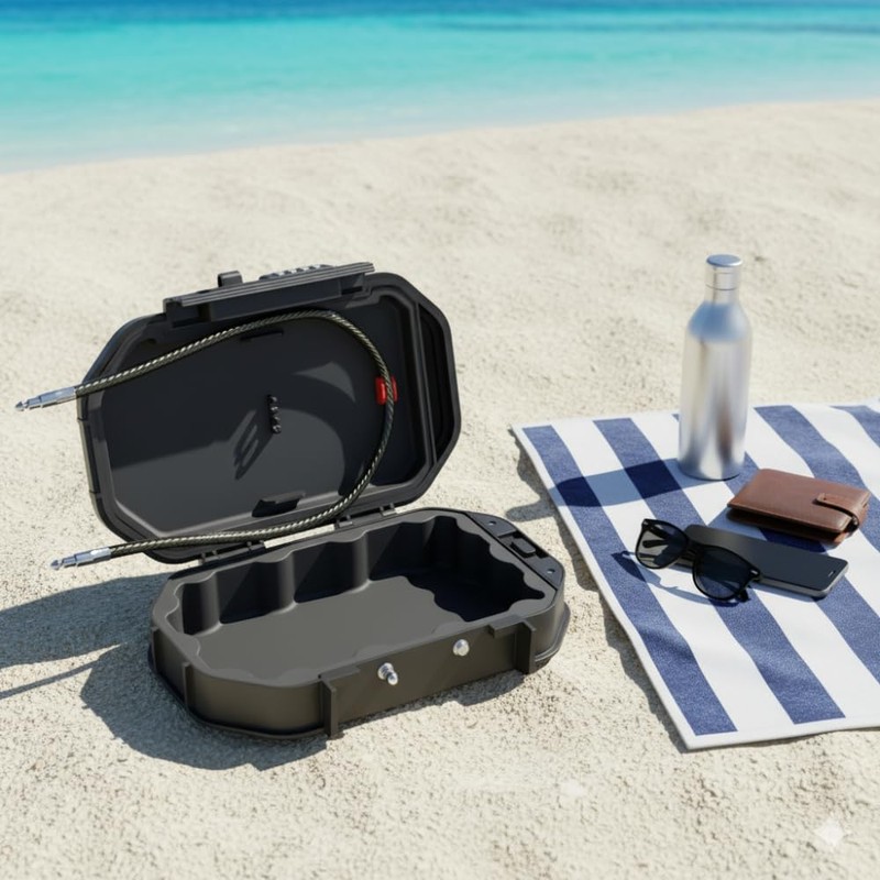 Portable Security Lock Box with Combination Lock, Waterproof Travel Safe