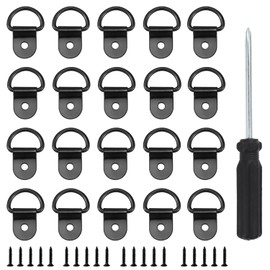 FAELNK Pack of 20 D Mounting Ring Lashing Eyelets Stainless Steel Lashing Eyelets Black with Screws with Load 100 kg for Trailers Trucks Mechanical Camping Boots D Ring Hook