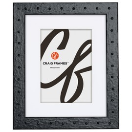 Craig Frames Rivet, 8x12 Picture Frame Matted for a 5x7 Photo, Asphalt Black