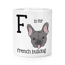 Buchstabe F ist für französische Bulldogge Make-up-Pinsel Bleistift Topf