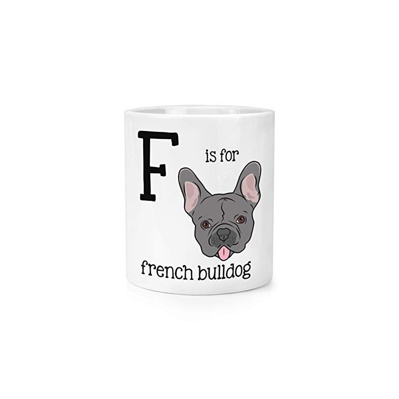 Buchstabe F ist für französische Bulldogge Make-up-Pinsel Bleistift Topf