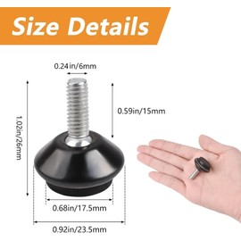 MOROBOR M6 Screw in Adjustable Furniture Levelers, 16pcs Thread Angle Height Adjustable Furniture Levelers, Stainless Steel Screw Foot Levelers Screw On Furniture Glide Leveling for Table Chair Legs