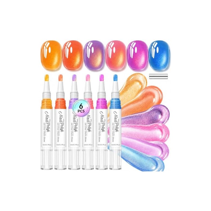 6 Plumas de Esmalte 3 en 1 Ojo de Gato