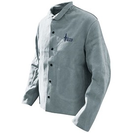 Bob Dale Gloves 64140PX2L Welding Jacket Grey Split Cowhide Banox Fr Canvas Back,
