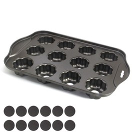 Plum Blossom-Shaped Mini Muffin Pan, 12 Hole Nonstick Carbon Steel for Mini Cheesecakes and Pancakes, Removable Bottoms