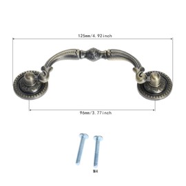 10Pcs Drawer Pulls Handle Cabinet Vintage Antique Pulls for Cupboard Dresser Ring Pulls Hardware with Screws (96mm, Antique Bronze)