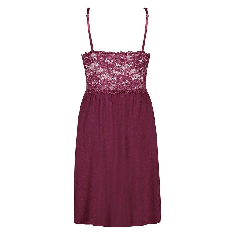 HUNKEMÖLLER Nora Lace Slip Dress, Windsor Wine [175247], XS