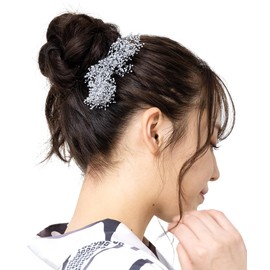 Soubien Hair Ornament, Coming of Age Ceremony, Graduation Ceremony, Set of 4, Kasumi Grass, Small, Small, Small Added to a Little Add, Japanese and Western Use, C, Silver