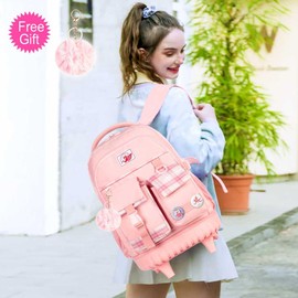 AGSDON Rolling Backpack for Girls, 21" Women Roller Wheels Bookbag, Laptop Wheeled Suitcase School Backpacks with Lunch Bag for Teens
