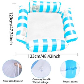 Air Mattress Pool, Inflatable Swimming Seats, Pool Toy Water Hammock Adults, 4-in-1 Inflatable Pool Toy, Water Hammock Air Mattress for Adults / Children (Blue)