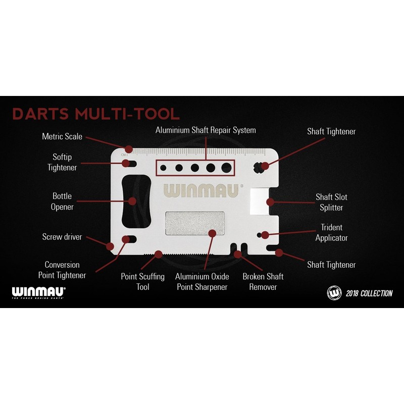 WINMAU Darts Multi-Tool - Multi Function Dart Tool, Pack of