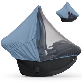 liuliuby 2-in-1 Baby Car Seat Cover for Baby Carseat Cover | Car Seat Sun Shade Cover & Mosquito Net for Infant | Baby Boy Car Seat Cover Baby | Breathable Car Seat Canopy Covers for Boys (Blue)