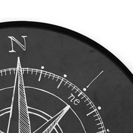 keepcute Vintage Wind Rose Compass Black Round Area Rug for Bedroom Living Room Study Playing,Non-Slip Round Floor Mat Carpet,4 ft