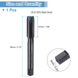 sourcing map Straight Flute Thread Tap, 1/8-27 NPS Nitride Coated Screw Threading Tapping Tool Thread Milling Machine Taps, High-Speed Steel 6542 (HSS 6542)