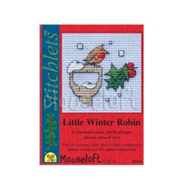 Mouseloft Mini Cross Stitch Kit - Little Winter Robin, Christmas Collection