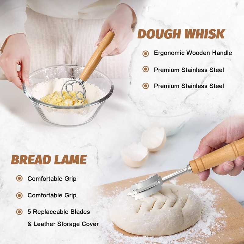 Sourdough Proofing Basket Gift Set, 9" Round and 10" Oval