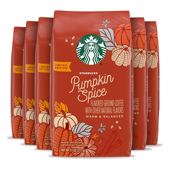 Starbucks Flavored Ground Coffee — Pumpkin Spice — No Artificial Flavors — 6 bags (11 oz. each)