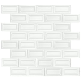 MSI White Glossy 3x6 In. Ceramic Inverted Bevel Subway Wall Tile - 118 Pieces (10.6 Sq. Ft.) - Bathroom & Kitchen - Modern Style - Water Resistant - Beveled Edge