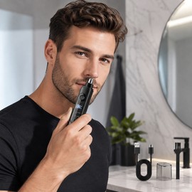 Rechargeable Nose Hair Trimmer for Men – 3-in-1 Portable Grooming Tool for Nose, Ear, Eyebrow & Facial Hair