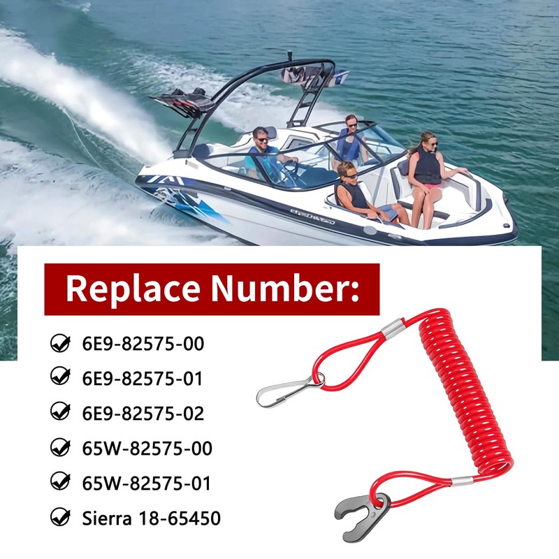 Boat Engine Safety Kill Stop Switch Connector Lanyard Tether for