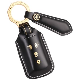 [smasol] NBOX Key Cover NBOX Custom Genuine Leather Key Case JF1 JF2 JF3 JF4 Key Case 3 Buttons 4 Buttons One Side Slide Dedicated Design Both Sides Slide, Black (foil stamped) / 4 buttons