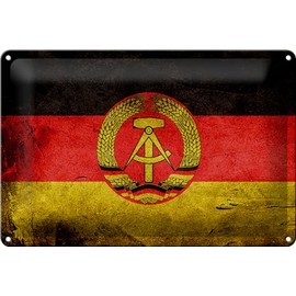 Tin Sign 30 x 20 cm – Made in Germany – GDR Flag Metal Decorative Tin Sign