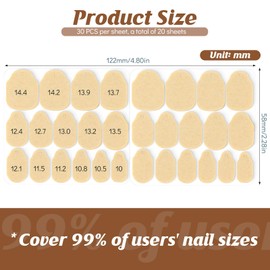 600 Pcs Nail Adhesive Tabs, Strong Nail Glue Sticker Long Lasting Press On Nails Sticky Tabs, Transparent Strong Sticky Double Sided Nails Tab, 0.3mm Ultra-Thin Waterproof, 15 Sizes