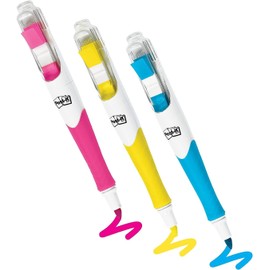 Post-it Flag+ Highlighter, 3-Pack – Yellow, Pink, and Blue Highlighters with Integrated 50-Color Coordinated Flags